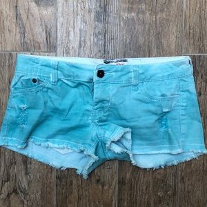 Teal jean shorts